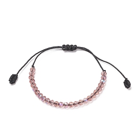 Pulsera de cuentas trenzadas de vidrio transparente, pulsera ajustable para mujer
