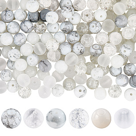 300 шт. 6 цветные стеклянные бусины с эффектом кракле, окрашенные методом выпекания и распылением, смешанный стиль