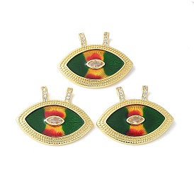 Латунные микро проложить кубического циркония подвески, Очарование лошадиных глаз, с эмалью, стойки покрытие, долговечный, без кадмия и без свинца