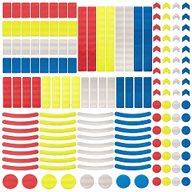 Gorgecraft 4 Sheet 4 Color Waterproof Plastic Reflective Sticker, Rectangle & Flat Round