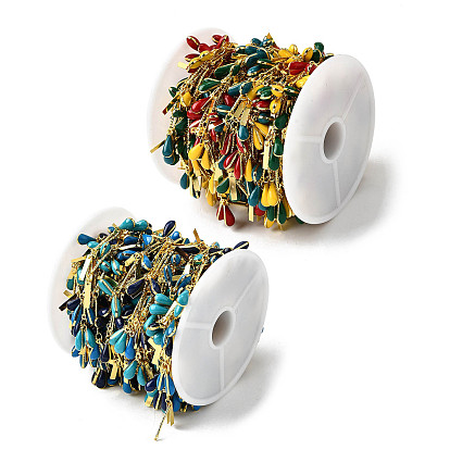 Латунная эмалевая каплевидная форма с прямоугольными звеньями цепи, без свинца и без кадмия, долговечный, стойки покрытие, пайки, с катушкой