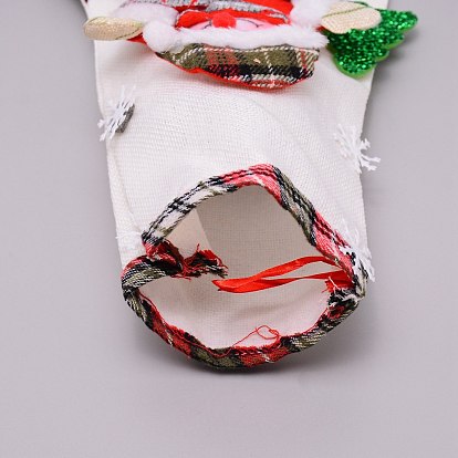 Санта-Клаус ткань висит рождественский чулок, с клетчатым рисунком, конфеты подарочный пакет, для украшения елки