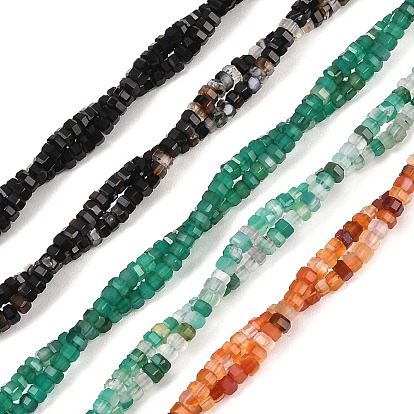 Природный агат бисер нитей, окрашенная и подогревом, граненые, шестиугольник