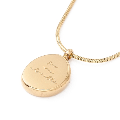 Oval with Word Pendant Necklace, Ion Plating(IP) 304 Stainless Steel Jewelry for Women