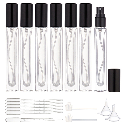 10ml Refillable Glass Perfume Spray Bottle, with Plastic Dropper, Plastic Funnel Hopper, Plastic Pump
