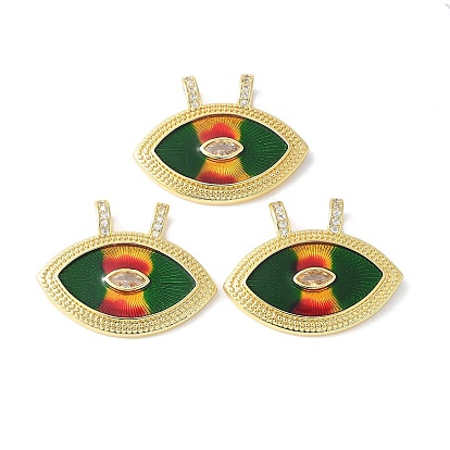 Латунные микро проложить кубического циркония подвески, Очарование лошадиных глаз, с эмалью, стойки покрытие, долговечный, без кадмия и без свинца