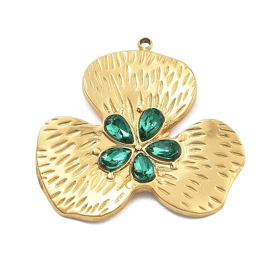 304 из нержавеющей стали горный хрусталь подвески, клевер очарование, вакуумное покрытие pvd