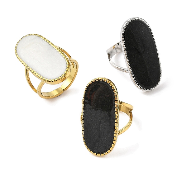 Овальные 304 эмалированные открытые манжеты из нержавеющей стали для женщин, ионное покрытие (ip)