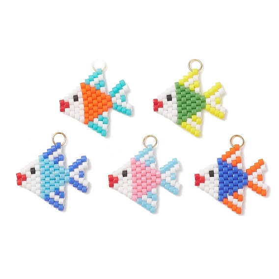 Подвески в виде рыбок из стеклянных бус, с 304 нержавеющей стали, реальный 18 k позолоченный