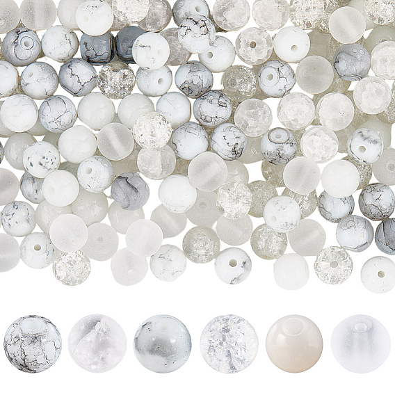 300 шт. 6 цветные стеклянные бусины с эффектом кракле, окрашенные методом выпекания и распылением, смешанный стиль