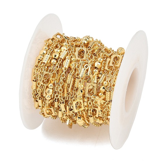 Латунные прямоугольные цепи, пайки, с катушкой, с круглых бусин