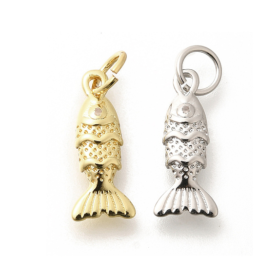 Подвески-рыбки из натуральных драгоценных камней с покрытием из стойки, с латунными оправами и соединительными кольцами, долговечный, без свинца и без кадмия