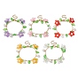 Acrylic Flower & Glass Pearl Charm Bracelets, with Brass Chains
