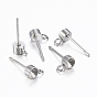 304 Stainless Steel Stud Earring Settings, with Loop, Earring Post