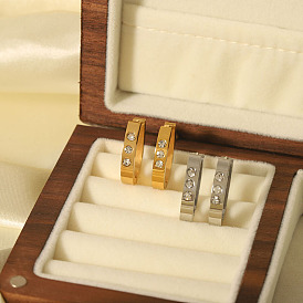 Модные 304 серьги-кольца U-образной формы из нержавеющей стали, со стразами