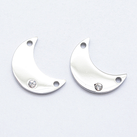 316 звенья / соединители из хирургической нержавеющей стали с микропаве из кубического циркония, луна, прозрачные