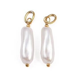 Подвески из АБС-пластика с жемчугом, самородки, ионное покрытие (ip), с 304 кольцом из нержавеющей стали