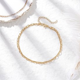 Латунная цепочка-скрепка и 304 двухслойные браслеты на ногу из нержавеющей стали с шариковой цепочкой для женщин