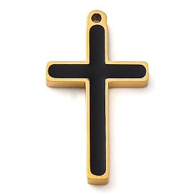 304 нержавеющей стальной эмали подвески, крест очарование, золотые, ионное покрытие (ip)