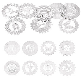 8 pièces 8 styles 201 breloques/maillons de connexion en acier inoxydable, embellissements en métal gravé, formes mixtes, anti-ternissement