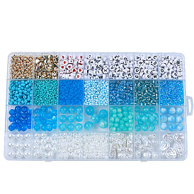 DIY 28 Style Resin & Acrylic & ABS Beads Jewelry Making Finding Kit, Flat Round & Rice & Barrel & Nugget & Heart & Strip