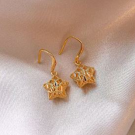 Brass Dangle Earrings for Women, Star