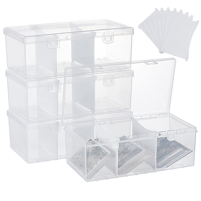 4шт. прямоугольные 3 сетчатые пластиковые контейнеры для хранения бусин с откидной крышкой, регулируемые делители коробки