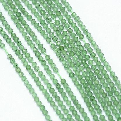 Brins vert aventurine de perles naturelles, teint, facette, ronde
