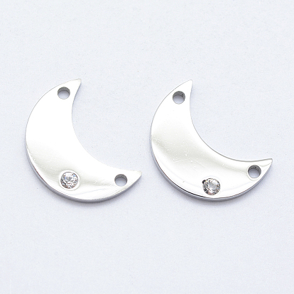 316 звенья / соединители из хирургической нержавеющей стали с микропаве из кубического циркония, луна, прозрачные