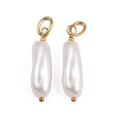 Подвески из АБС-пластика с жемчугом, самородки, ионное покрытие (ip), с 304 кольцом из нержавеющей стали