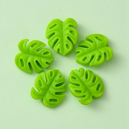 Monstera Leaf Food Grade Eco-Friendly Silicone Focal Beads, Chewing Beads For Teethers, DIY Nursing Necklaces Making