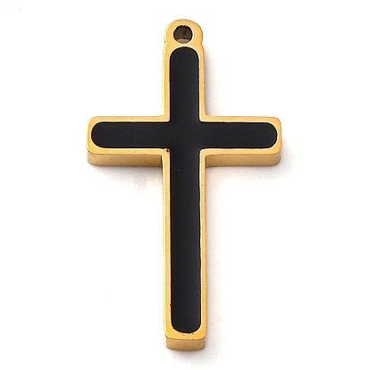 304 нержавеющей стальной эмали подвески, крест очарование, золотые, ионное покрытие (ip)