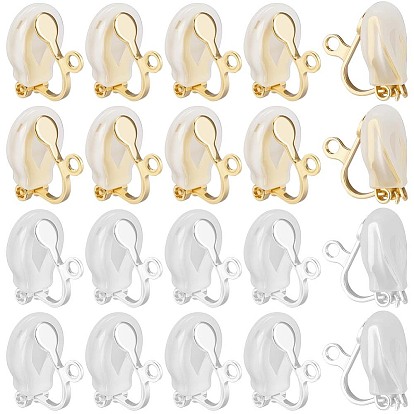 20 шт. 2 цвета детали клипс из латуни, с петлями, без свинца и без кадмия, 20Силиконовый зажим на подушечках сережек