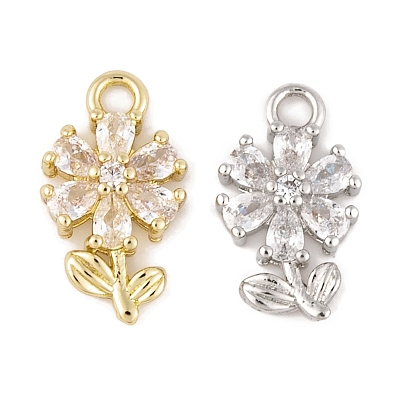 Латунные микропаве прозрачные кубические циркониевые подвески, без кадмия, без никеля и без свинца, долговечный, цветок
