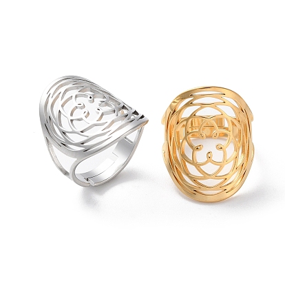 304 открытые кольца из нержавеющей стали для женщин, полые розы