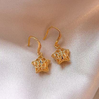 Brass Dangle Earrings for Women, Star