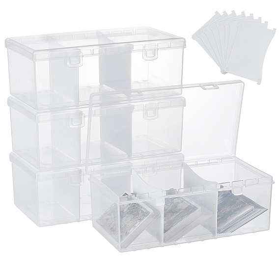 4шт. прямоугольные 3 сетчатые пластиковые контейнеры для хранения бусин с откидной крышкой, регулируемые делители коробки