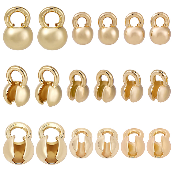 30Pcs 3 Styles Brass Bead Tips, Calotte Ends