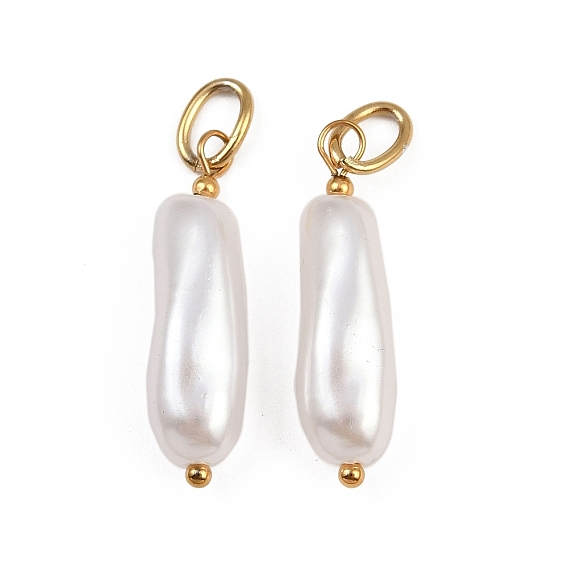 Подвески из АБС-пластика с жемчугом, самородки, ионное покрытие (ip), с 304 кольцом из нержавеющей стали