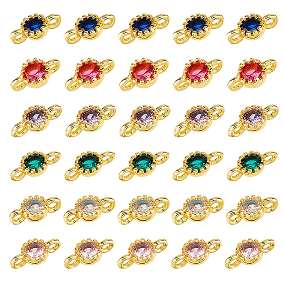 36 шт. 6 цвета латунь кубический цирконий плоские круглые подвески-подвески, золотые