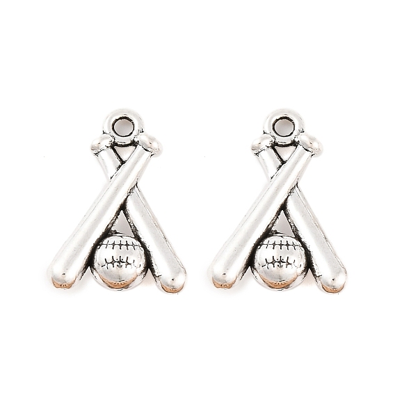 Сплавочные подвески тибетского стиля, спортивные амулеты, без кадмия и без свинца, бейсбол, 19x13.5x5 мм, Отверстие : 1.5 мм , около 590 шт / 1000 г