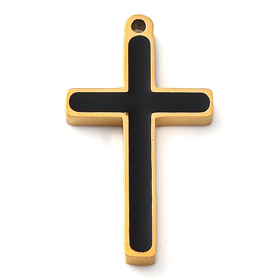 304 нержавеющей стальной эмали подвески, крест очарование, золотые, ионное покрытие (ip)