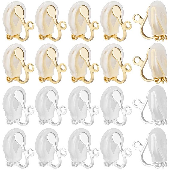 20 шт. 2 цвета детали клипс из латуни, с петлями, без свинца и без кадмия, 20Силиконовый зажим на подушечках сережек