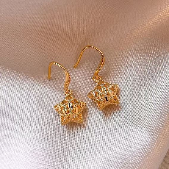 Brass Dangle Earrings for Women, Star