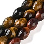 Окрашенные естественно тигровый глаз бисер пряди, граненые, баррель