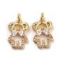 Латунные микро проложить кубического циркония подвески, реальный 18 k позолоченный, без свинца и без кадмия, медведь с галстуком