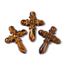 Natural Tiger Eye Carved Pendants, Cross Charms
