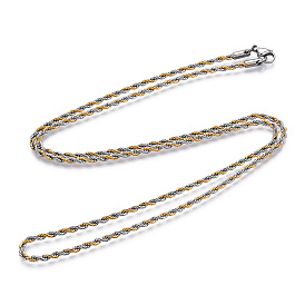 Two Tone 304 Stainless Steel Rope Chains Necklace for Men Women