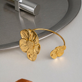 304 из нержавеющей стали манжеты браслеты, браслеты на концах для женщин, подсолнечник