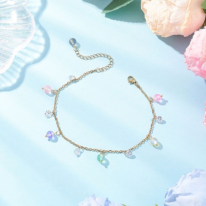 304 ножные браслеты звено цепи нержавеющие, с синтетическим лунным камнем для женщин